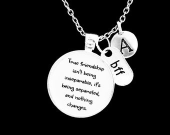 Best Friend Gift, Best Friend Necklace, Best Friend Jewelry, True Friendship Necklace, Long Distance Necklace, Bff Initial Necklace