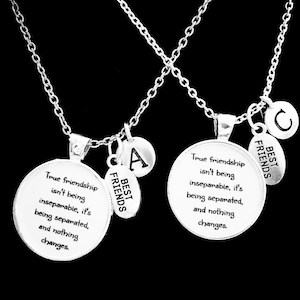 Best Friend Gift, Best Friend Necklace Set, Best Friend Jewelry, True Friendship Necklace, Bff Initial Necklace, Long Distance Necklace Set