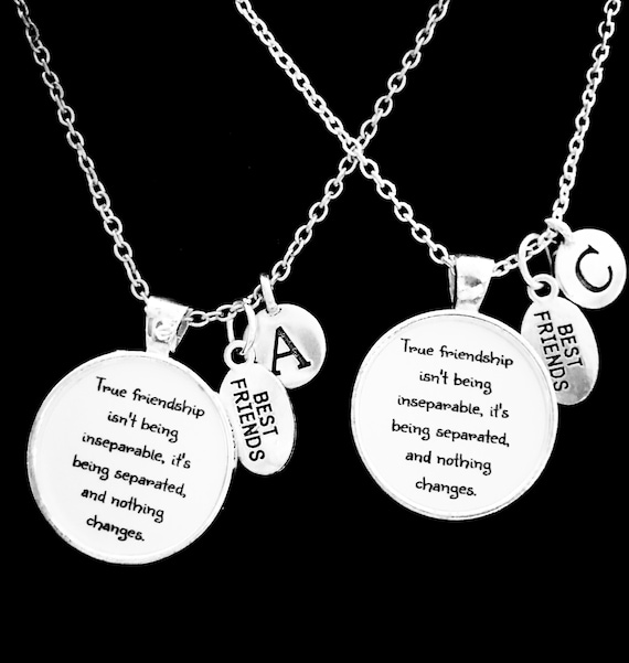 Best Friend Gift, Best Friend Necklace Set, Best Friend Jewelry, True Friendship Necklace, Bff Initial Necklace, Long Distance Necklace Set