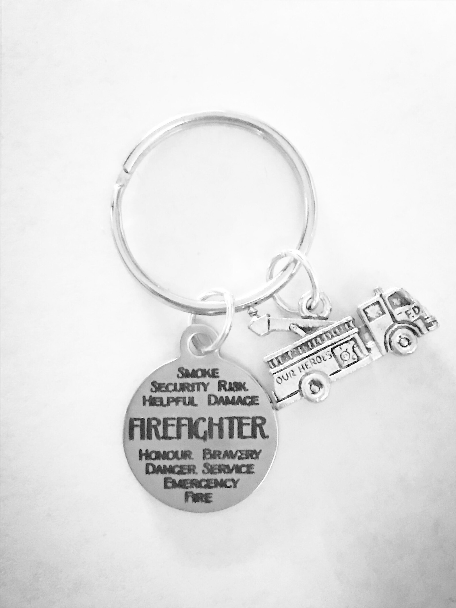 Firefighter Keychain, Fire Truck Keychain, Firefighter Wife Son ...