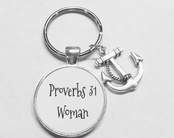 Gift For Her, Anchor Proverbs 31 Woman Scripture Christian Religious Gift Keychain
