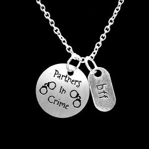 Best Friend Gift, Partners In Crime Necklace, Best Friend Necklace, BFF Christmas Gift Necklace, Best Friend Jewelry