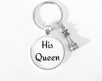 Gift For Her, His Queen Chess Piece Keychain, Anniversary Gift, Mother's Day Gift Keychain