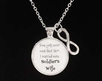 Infinity My Heart Belongs To A Soldier Necklace, I Married My Hero, Soldier's Wife Necklace