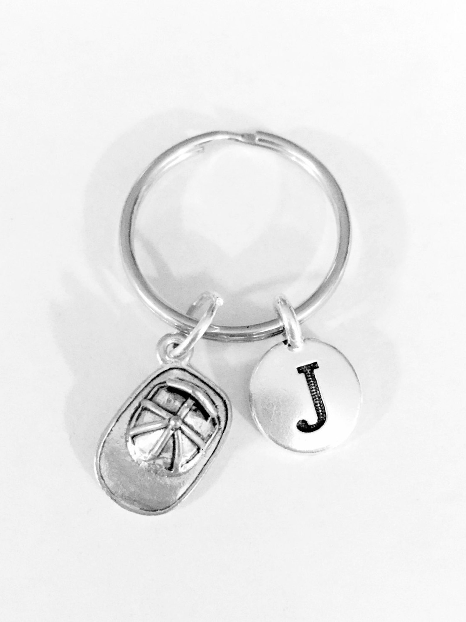 Fire Helmet Initial Keychain, Firefighter Keychain, Firefighter Wife