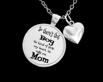 Mother Son Necklace, This Boy Stole My Heart He Calls Me Mom, Mother's Day Gift Necklace, Heart Jewelry