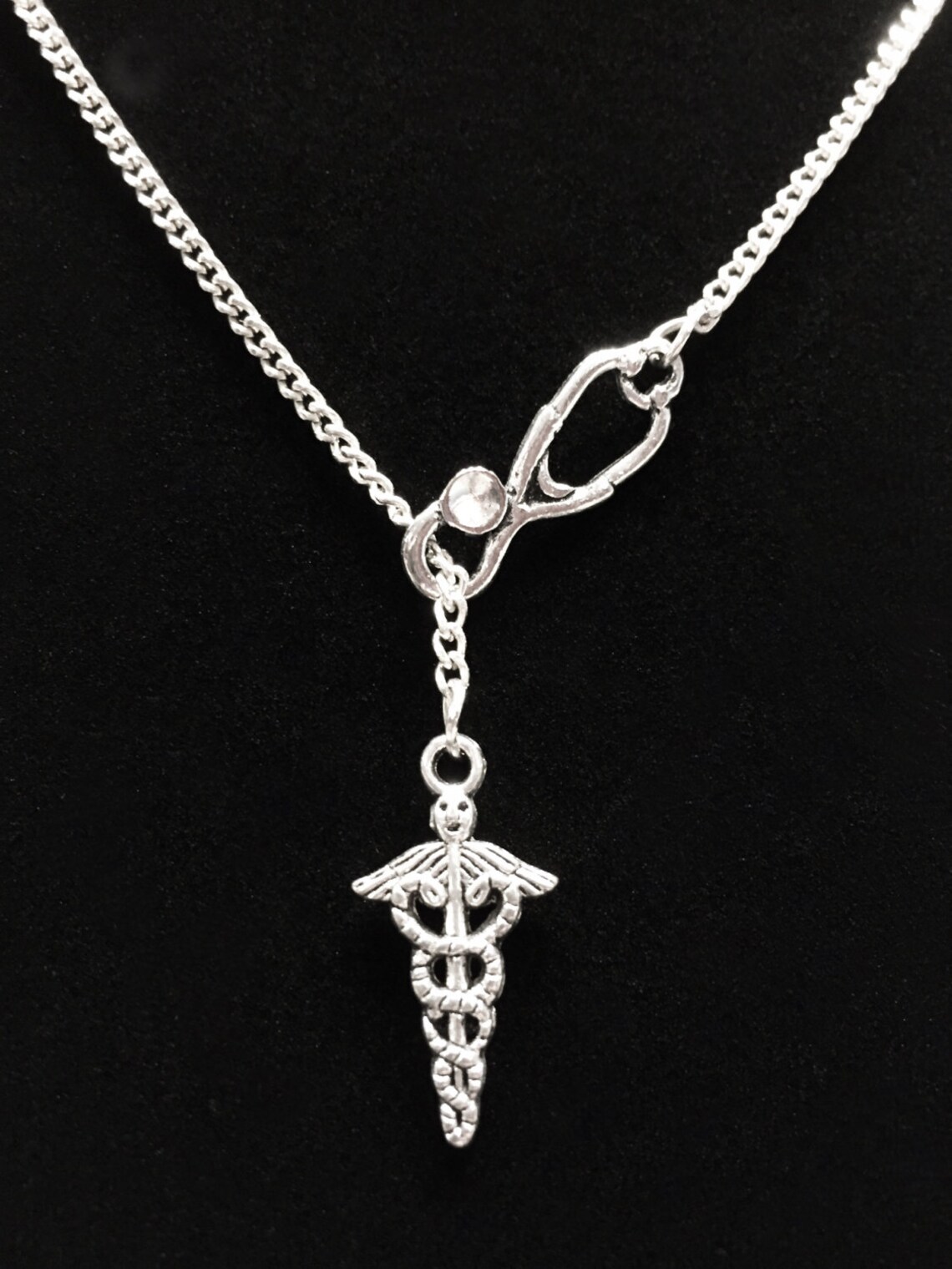 Nurse Gift Necklace Stethoscope Caduceus Cross Medical Symbol Etsy