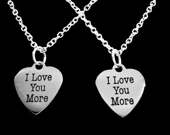 Best Friend Gift, Sister Gift, I Love You More I Love You Most Necklace, Gift His and Hers Husband Wife Boyfriend Girlfriend Necklace Set