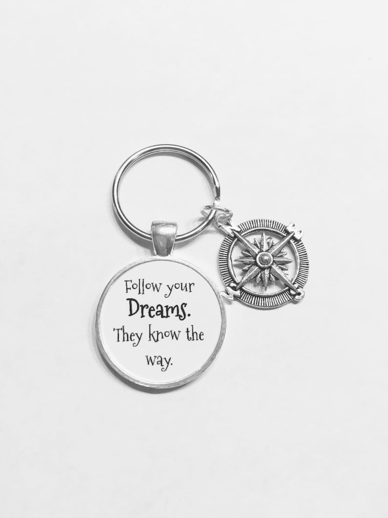 Best Friend Gift Compass Keychain Follow Your Dreams Etsy