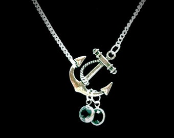 Birthstone Necklace, Birthstone Jewelry, Anchor Necklace, Anchor Jewelry, Mother's Day Gift, Mother Wife Grandma Necklace