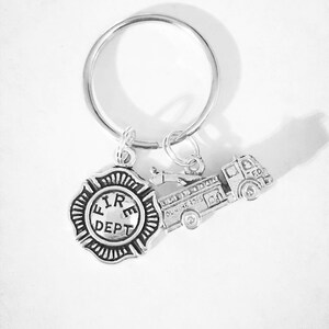 Fire Truck Keychain, Fire Dept Keychain, Firefighter Keychain, Firefighter Wife Son Daughter Sister Gift Keychain