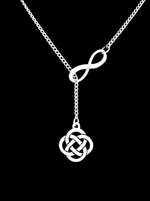 Irish Loyalty Friendship Love Lariat Necklace Celtic Jewelry Celtic Knot Necklace Celtic Cross Necklace