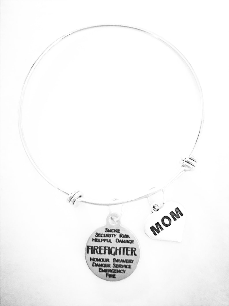 Firefighter Mom Bangle Bracelet Fireman Mom Mother/'s Day Christmas Gift Bangle Bracelet Fire Mom Jewelry