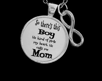 Mother Son Necklace, This Boy Stole My Heart He Calls Me Mom, Mother's Day Gift Necklace