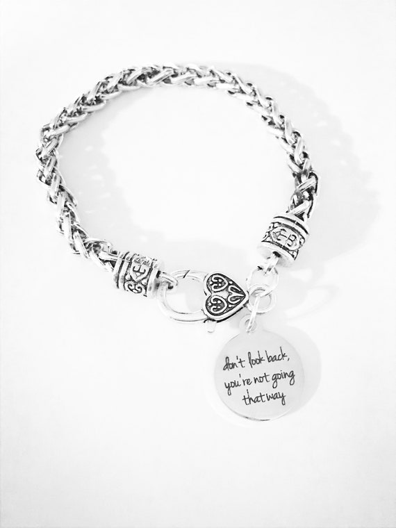 Inspirational Charm Bracelet, Don't Look Back You're Not Going