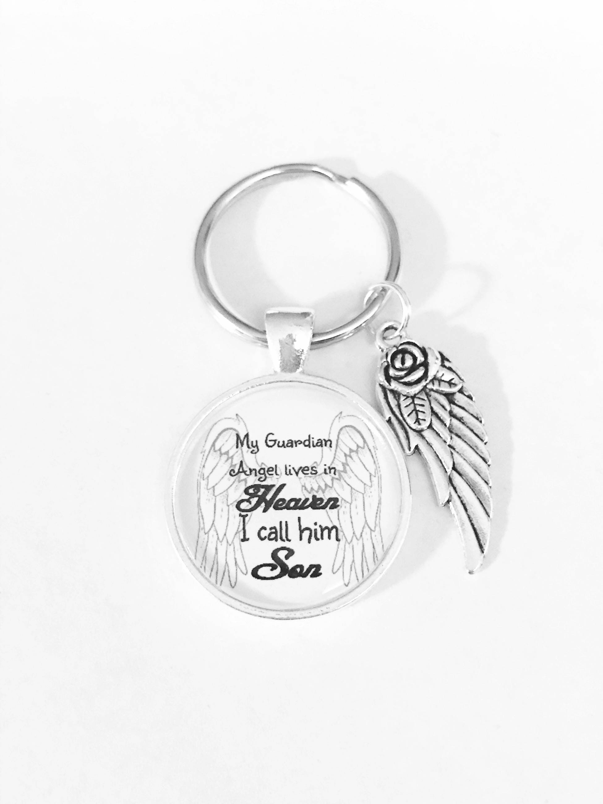 Son Angel Keychain Baby Boy Guardian Angel Keychain In Etsy