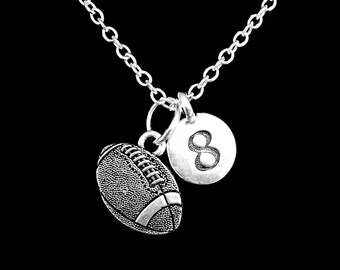 Football Necklace, Football Jewelry, Football Jersey Number Necklace, Sports Mom Gift Necklace