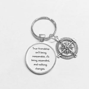 Best Friend Gift, Compass True Friendship Long Distance Keychain, Best Friend Keychain, Quote Friends Sisters Gift Keychain
