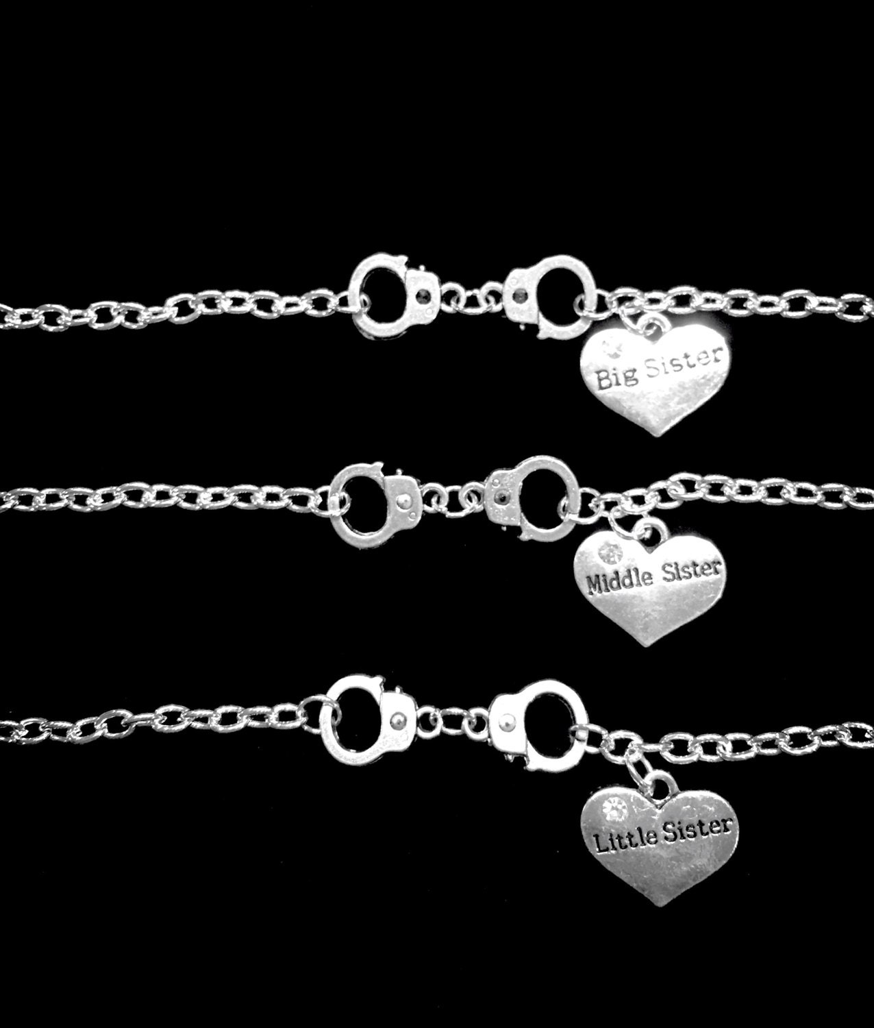 Sister Gift, Sister Charm Bracelet Set, Bracelets Handcuff Big