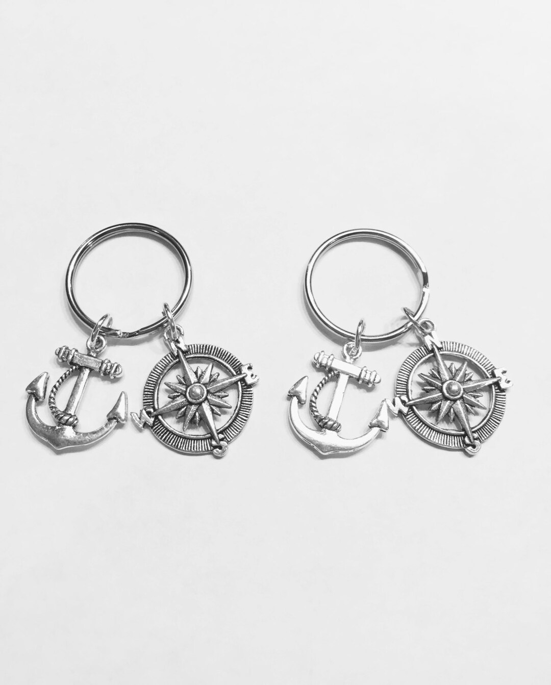 Best Friend Gift, Anchor Compass Keychain, Best Friend Keychain