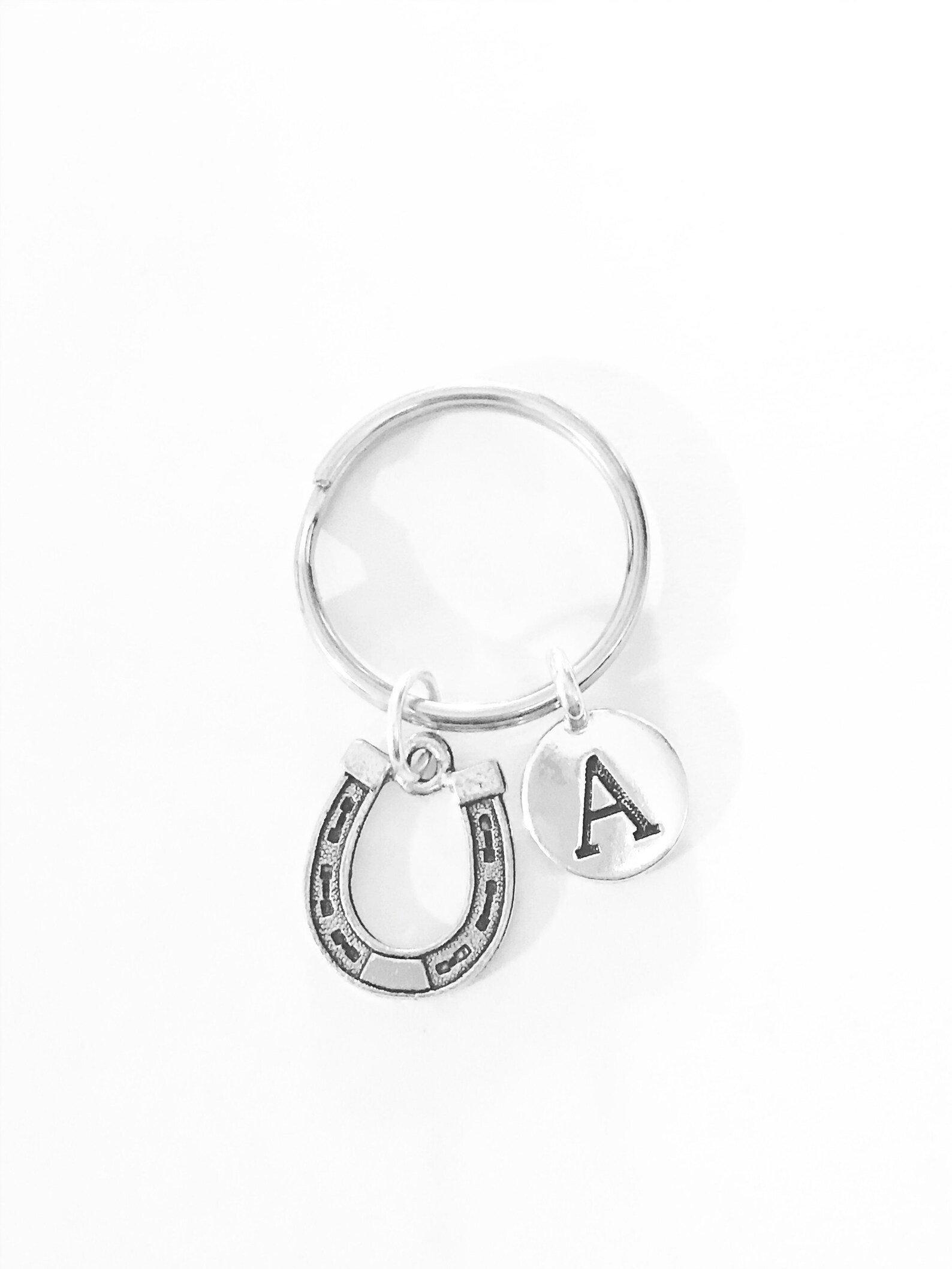 Horseshoe Keychain Initial Keychain Good Luck Keychain Best Etsy