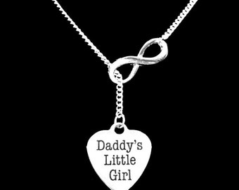 Gift For Her, Infinity Daddy's Little Girl Necklace, Gift For Daughter, Heart Charm Lariat Necklace