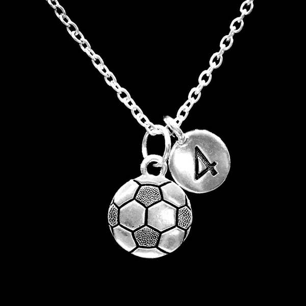 Soccer Necklace, Soccer Jewelry, Soccer Number Necklace, Sports Soccer Mom Gift Necklace