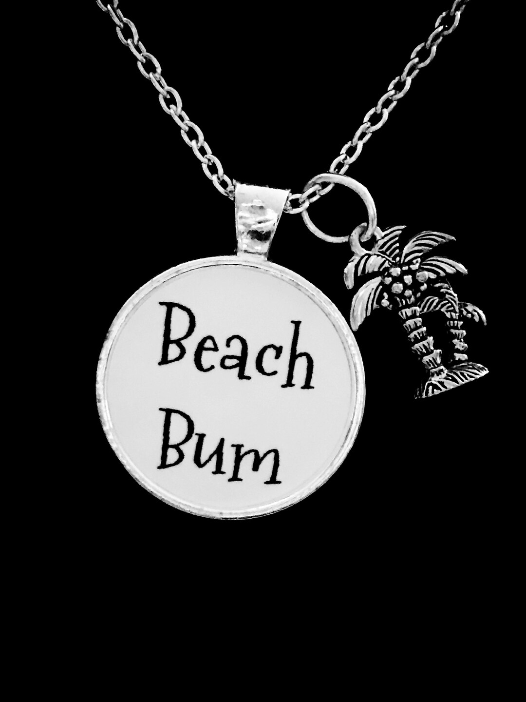 Beach Bum Necklace, Beach Jewelry, Palm Tree Necklace, Palm Tree