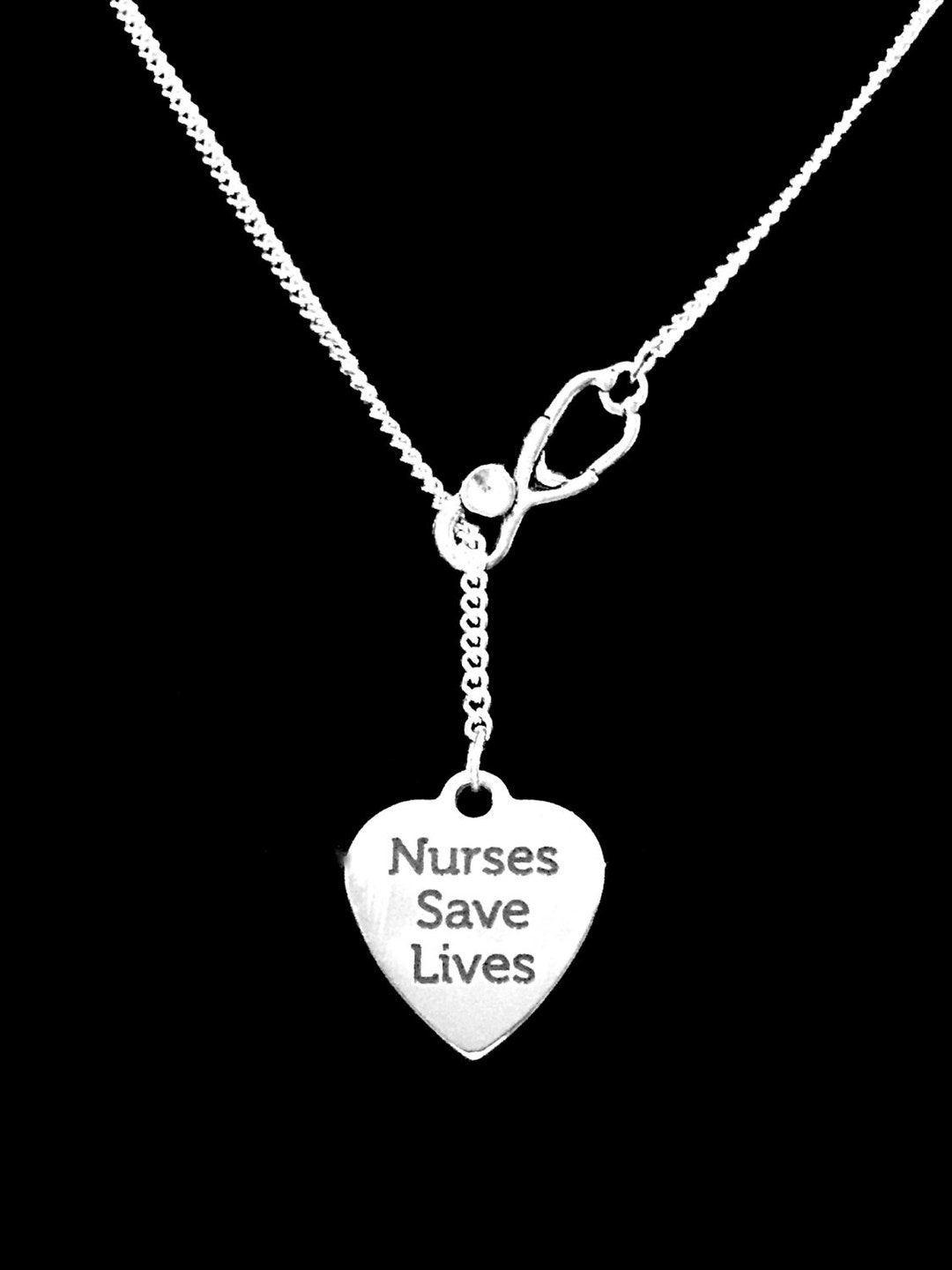 Nurse Necklace, Nurse Jewelry, Stethoscope Nurses Saves Lives Necklace