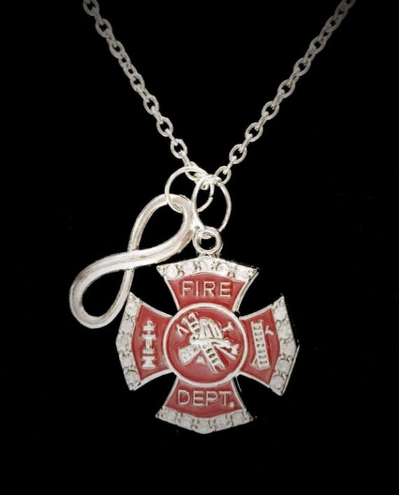 Firefighter Gift Necklace Infinity Red 