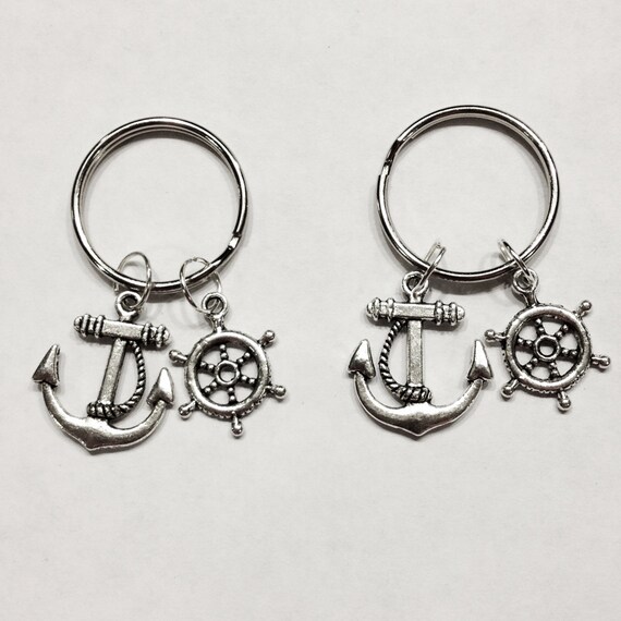 Best Friend Gift, Anchor Rudder Ship Wheel Keychain Set, BFF Best