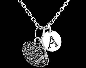 Football Necklace, Initial Sports Necklace, Football Mom Necklace, Football Jewelry Necklace