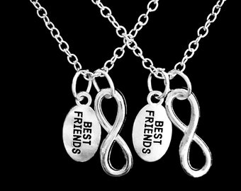 Best Friend Gift, Best Friend Necklace Set,  Best Friend Jewelry, 2 Friendship Necklaces, Forever Sisters Friendship Necklace Set