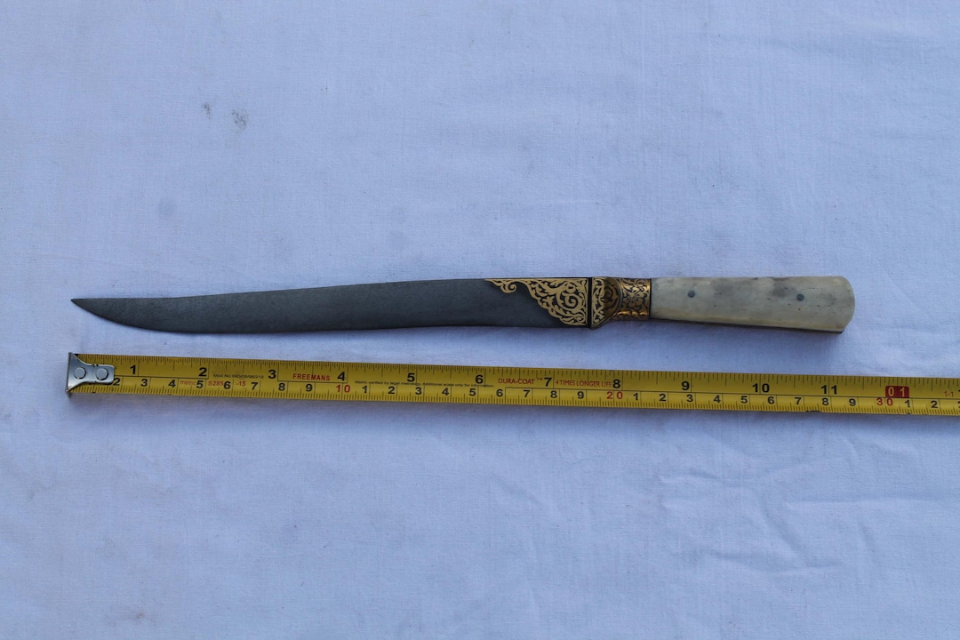 Vintage Mughal Gold Damascened Kard Dagger Islamic Knife With Wootz ...