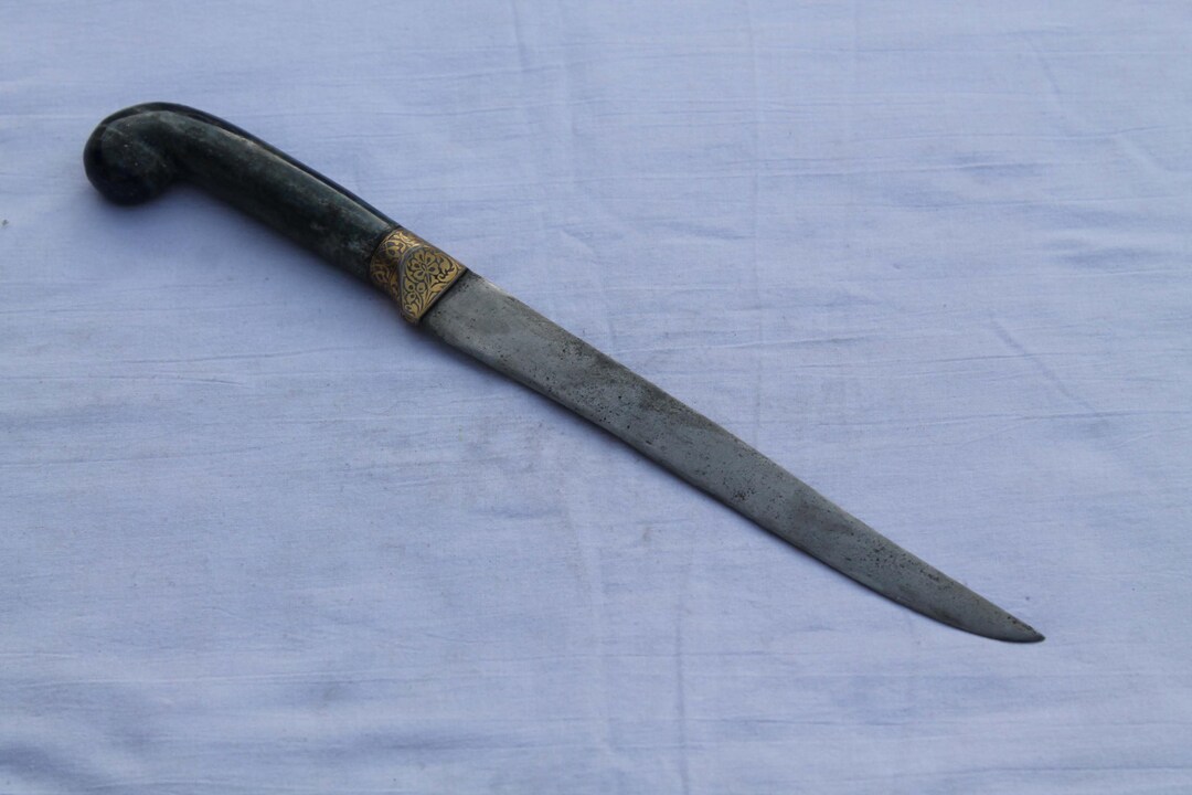 Vintage Mughal Peshkabj Dagger Lapis Lazuli Handle Gold Damascened ...