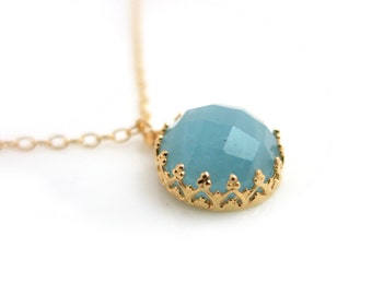 Aquamarine Necklace, Gold necklace with aquamarine, March birthstone, Something Blue, Gifts for her