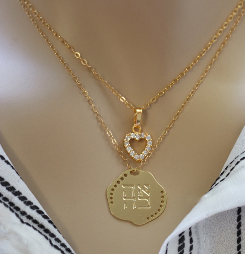 Heart pendant Gold Heart with zircons Anniversary gift Heart Necklace Romantic gifts for her