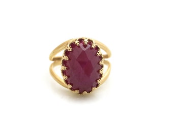 Ruby,  Gold Ruby Ring, King of Gem ring, Gemstone oval ring, July Statement piece, Promise Ring, Stone ring, Gifts for her, Promise Stone