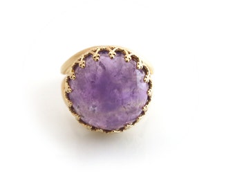 Amethyst Ring, Gold ring set with Amethyst, Statement Ring, Gifts for Her