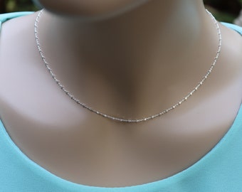 Silver Dainty Choker, Gold Silver layering choker, Minimalist necklace, Silver beaded choker necklace, Chain choker, Delicate choker for her