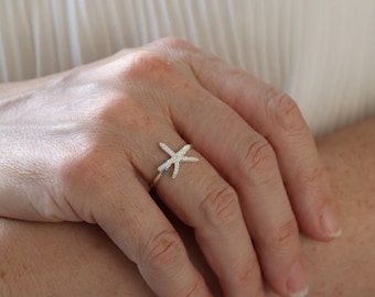 Starfish ring, Silver thin ring, Sterling sea star ring, Minimalist ring, Summer jewellery, Rings for woman, Trendy jewellery, Sea Star