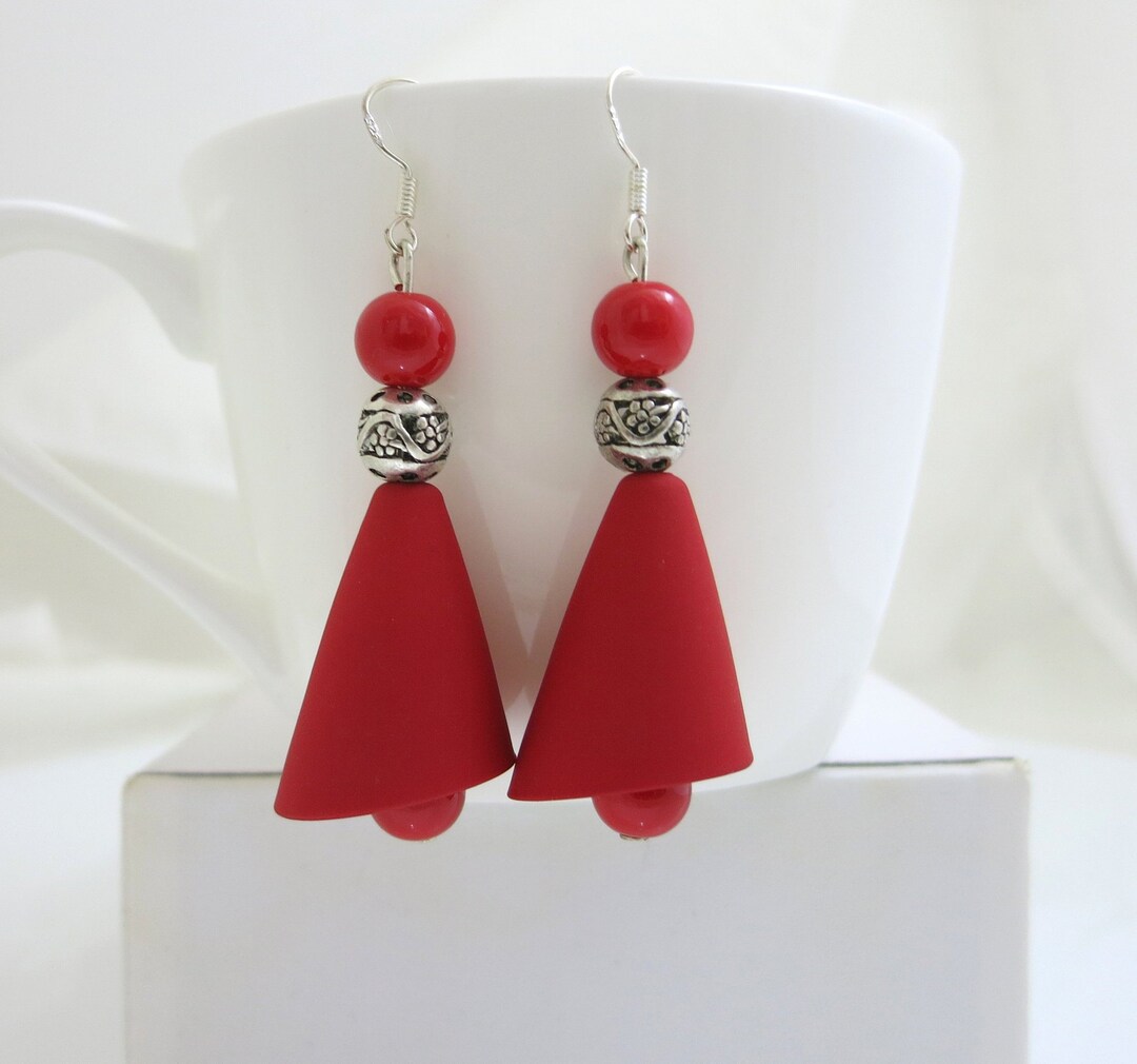 Pendiente rojo audaz, pendientes acrílicos Colgantes, Pendientes rojos