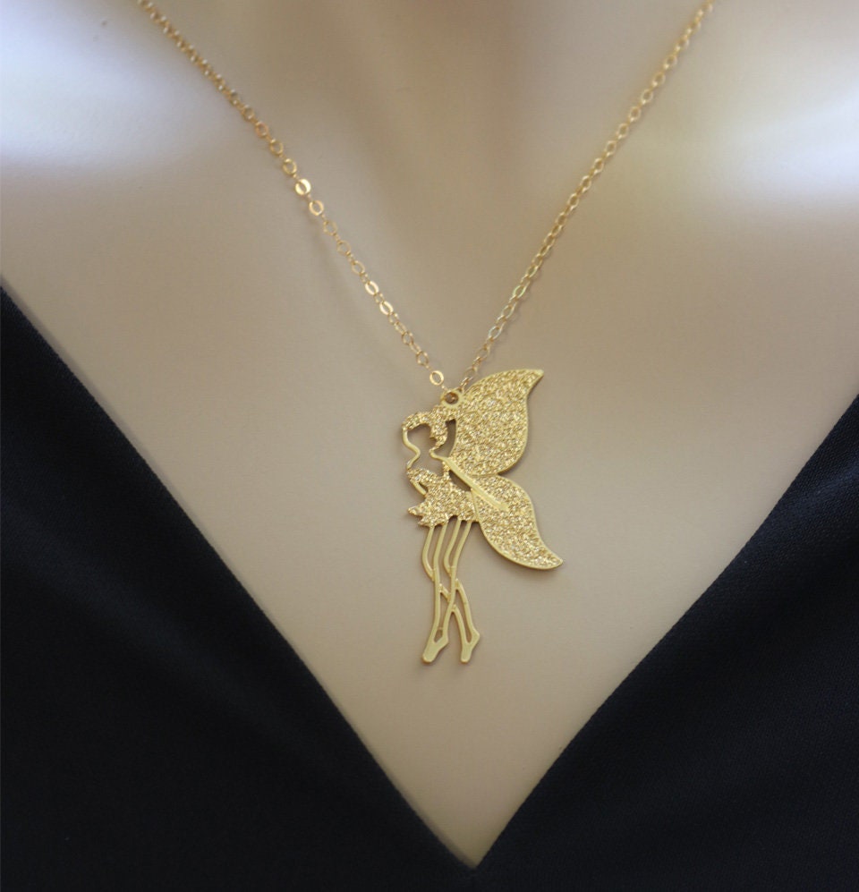 Gold tinkerbell shop necklace