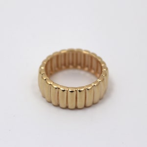 Gold Band Ring, 14k gold plated ribbed ring, Thick gold ring, Chunky ring, Gold statement ring, Gifts for her