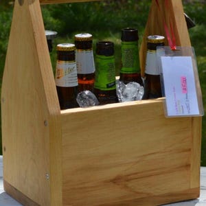 Craft Beer/Soft Drink Cooler Wood Tote