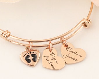 Grandmothers Bracelet / Personalized Mothers Bangle / Grandma Bangle / Necklace with Kids Names /  Mommy Jewelry / Grandma Jewelry