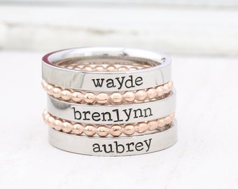 Stackable Ring - Personalized Ring - Mothers Rings - Hand Stamped Ring - Personalized rings - Stacking Ring - Name Ring - Engraved Rings