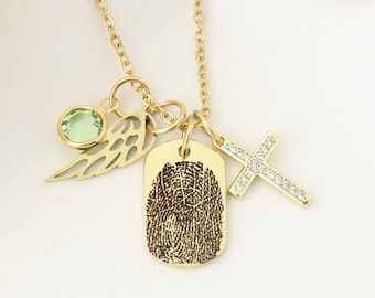 Collar conmemorativo de huellas dactilares / Joyería conmemorativa personalizada / Collar con huellas dactilares personalizado / Joyería conmemorativa por la pérdida de un ser querido / Pérdida del cónyuge