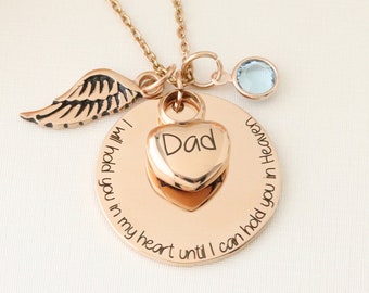 Te sostendré en mi corazón hasta que pueda sostenerte en el cielo collar - Collar conmemorativo - Joyería de condolencias - Regalo por la pérdida del cónyuge