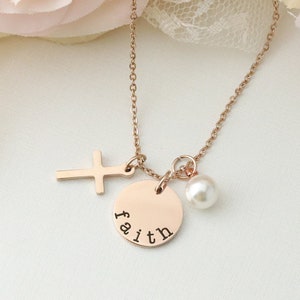 Faith Necklace - Faith Necklace with Cross - Christian Gift  - Inspirational Jewelry - Bible Verse Jewelry - Confirmation Gift